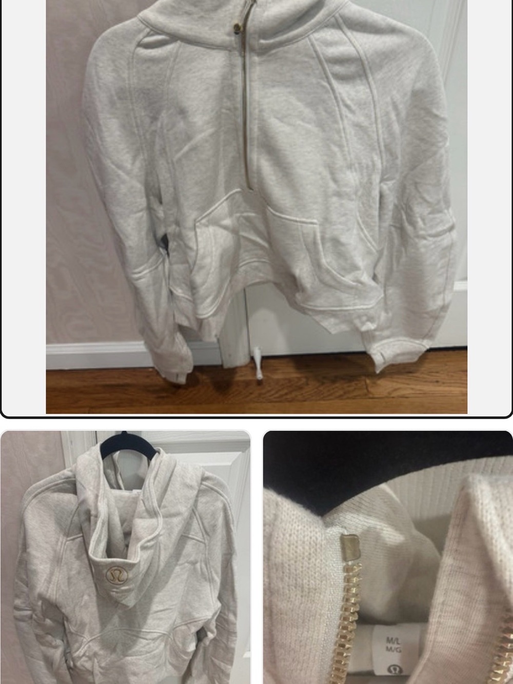 lululemon athletica Cream Half-Zip Cropped Hoodie Jacket